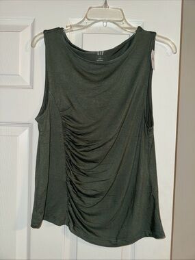 GAP Olive Green Sleeveless Ruched Side Tank